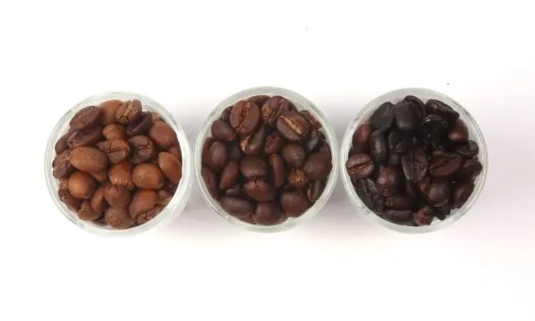 light medium and dark roasted coffee beans