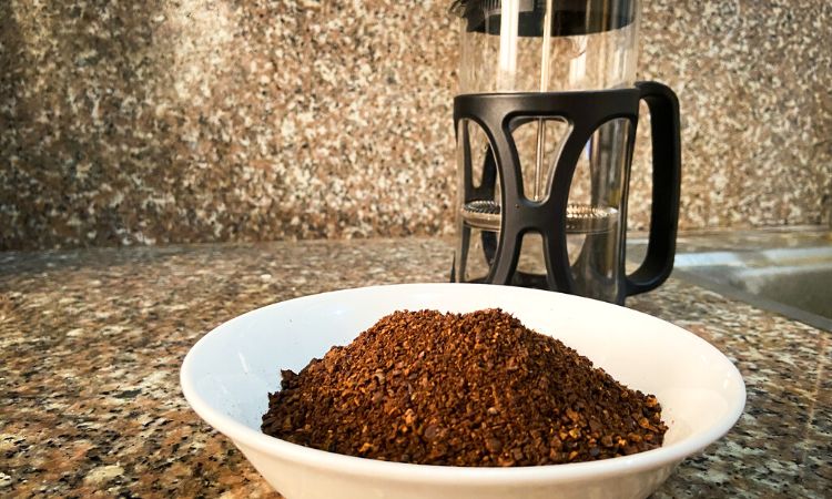 French Press and Coffee Grounds